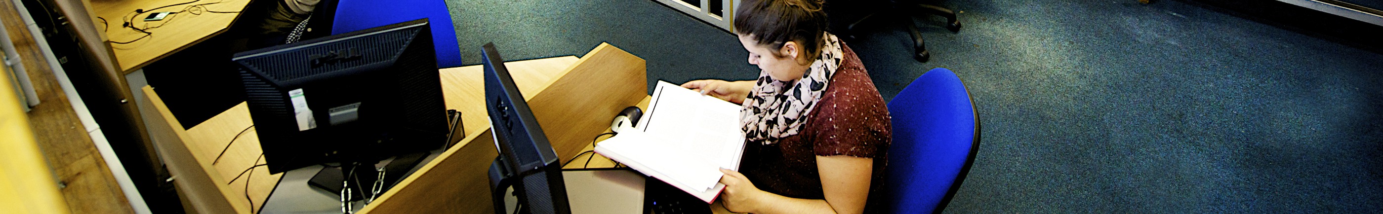 woman reading at pc